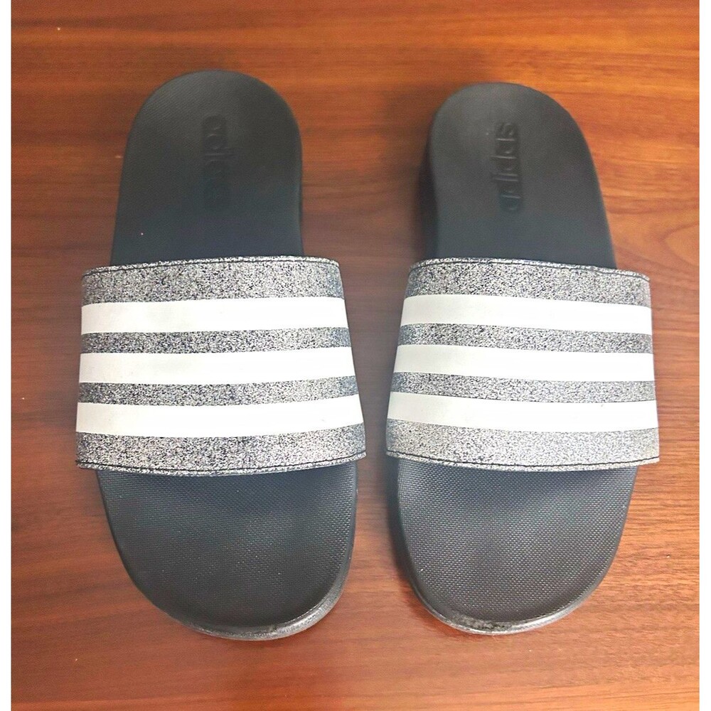 adidas 3-Stripes Slide Sandals Black/Gray/White Teens US 3 UK 3 EU 35
